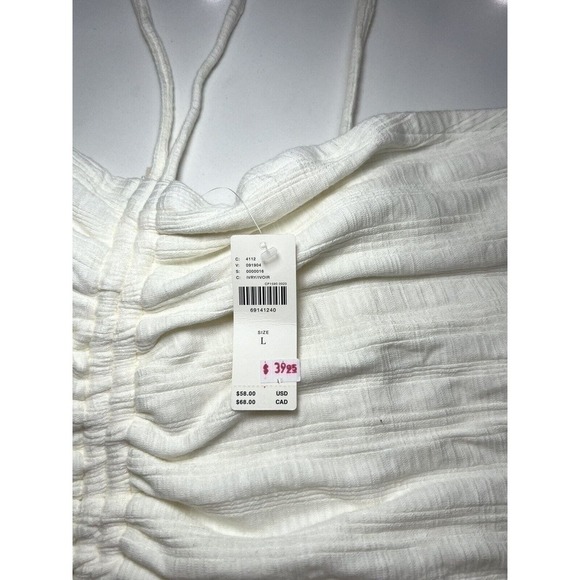 NWT Anthropologie Pilcro Ruched Ribbed Halter Top White Size Large - Picture 4 of 4